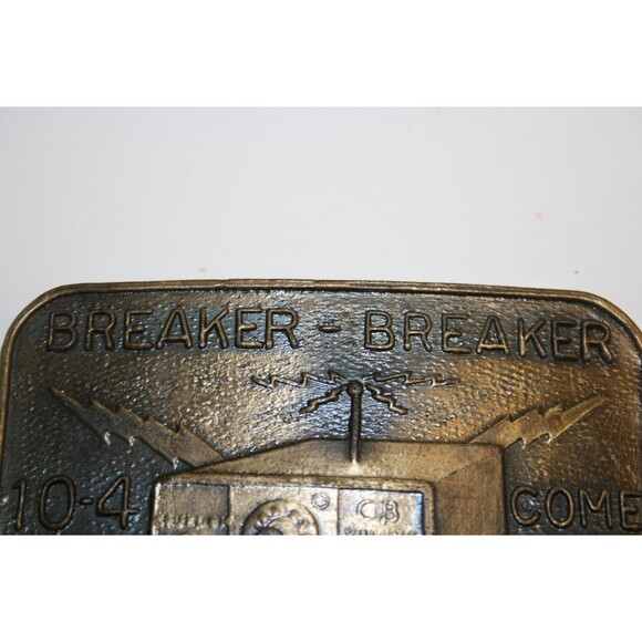 Vintage CB 10-4 Trucker Breaker Breaker Trucking Engraveable Handle Belt Buckle - Picture 2 of 5